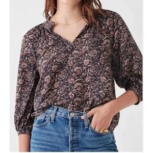 Faherty Portia Floral‎ Printed Blouse Top Flowy Size XS